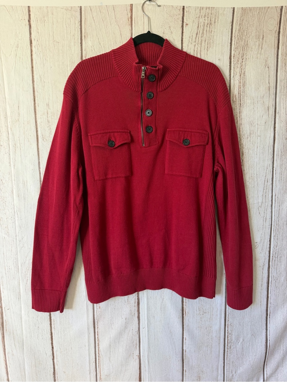 INC International Concepts Sweater Size XXL Dark Red Cotton
Quarter-Zip Pocket